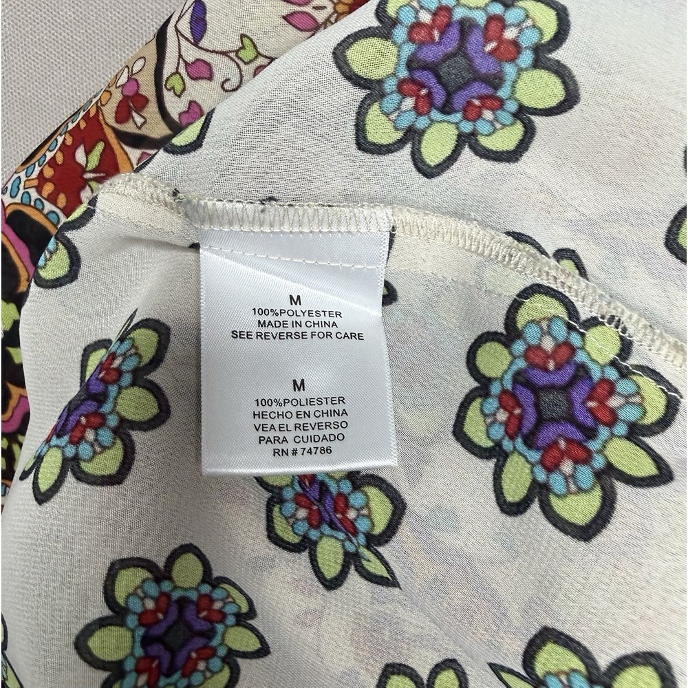 Bila Tank Top Women's Medium Blue‎ Green Floral Boho High Low Hem Hippie Resort - Picture 7 of 10